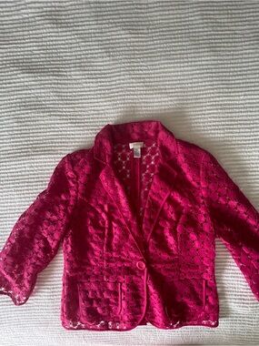 Chico's Bright Fuchsia Lace Blazer Jacket chico’s size 0 / US 4 Cotton blend
